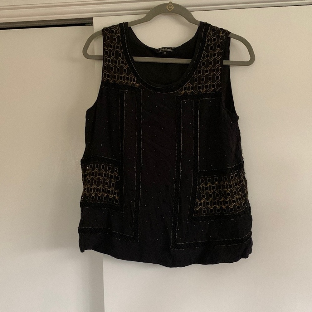 Lucky Brand black and gold beaded embellished tank - size M